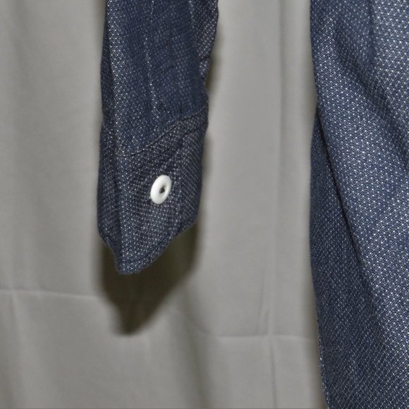 Post O'Alls Overalls Blue Pin Dot Collared Buttoned Down Shirt M - Picture 8 of 11